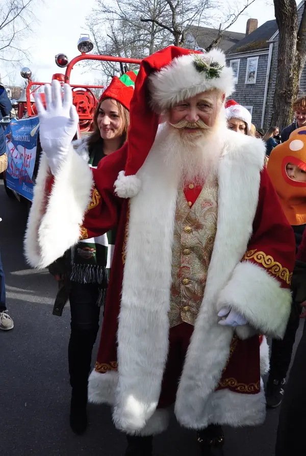 Santa waving to the crowd during the parade